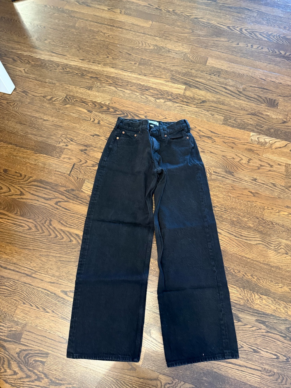 Abercrombie & Fitch Women's Black Relaxed Wide-Leg Jeans